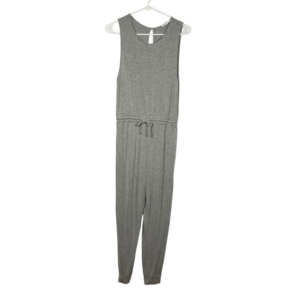 Antistar Womens Heather Gray Sleeveless Jogger Jumpsuit Size M Drawstring Waist
